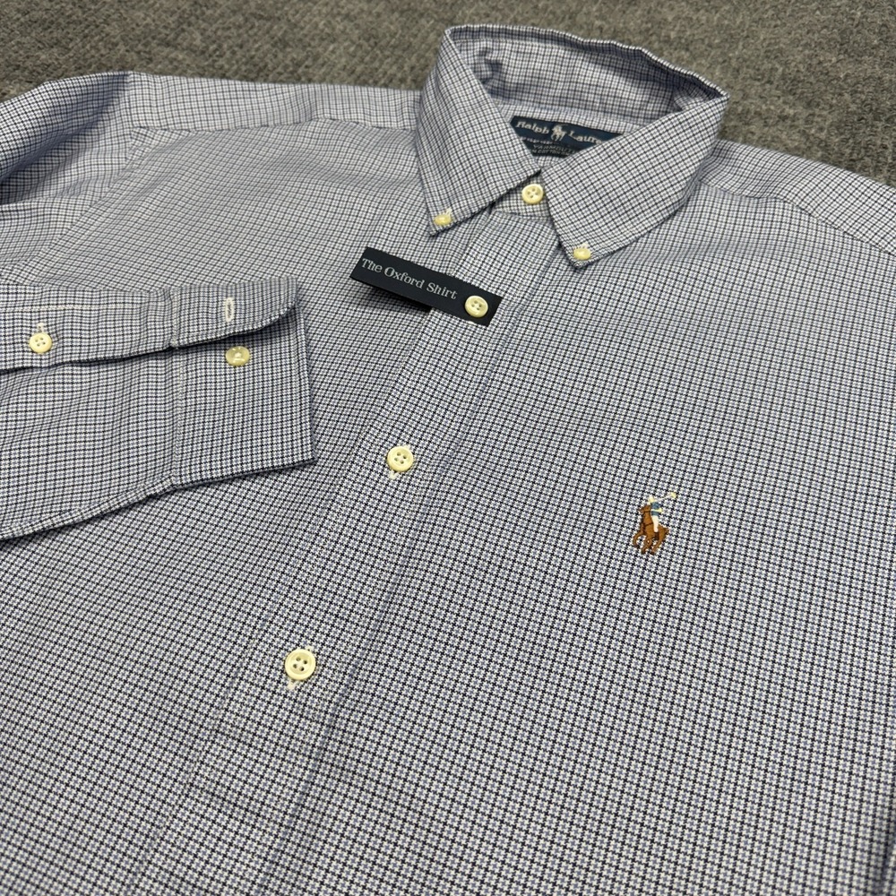 NWT Vtg Ralph Lauren Yarmouth Cotton Oxford Shirt Mens 15 32/33 Mini Houndstooth